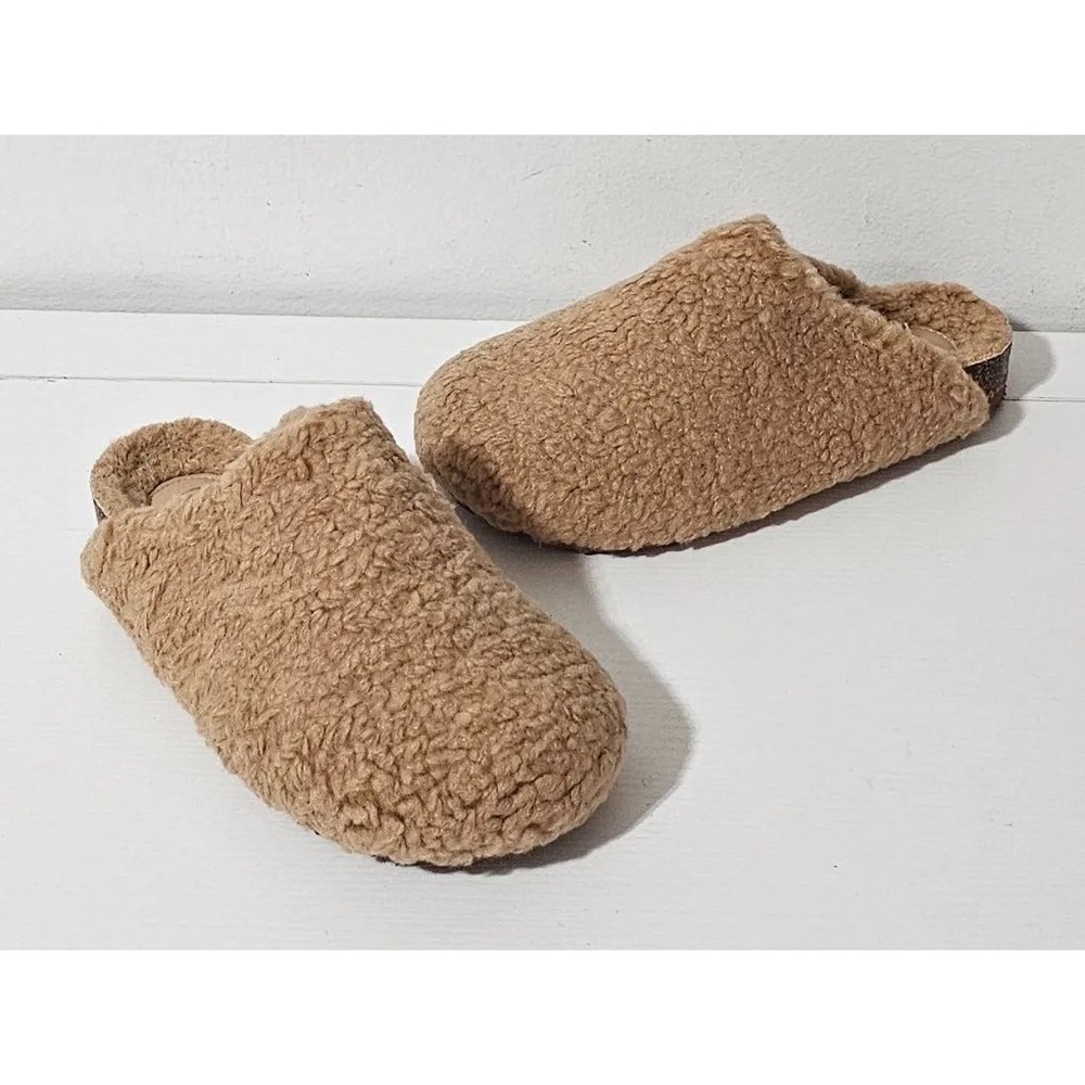 Intentionally Blank IB‎ Womens Faux Shearling Mule Slippers Tan Clogs Size 7